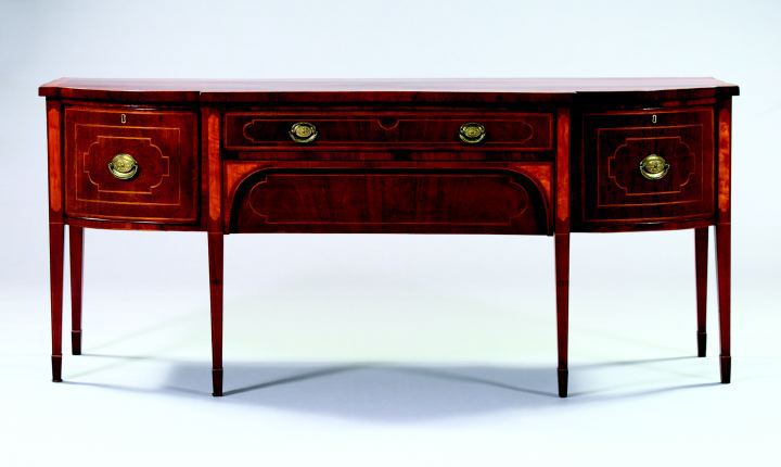 Appraisal: Very Fine Hepplewhite Mahogany and String-Inlaid Sideboard first quarter th