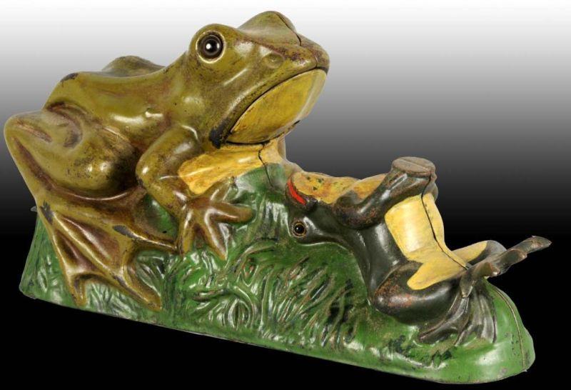 Appraisal: Cast Iron Frogs Mechanical Bank Description Manufactured by J E