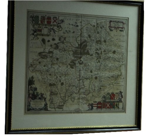 Appraisal: Johannes Janssonius Warwickshire hand coloured map cm x cm x