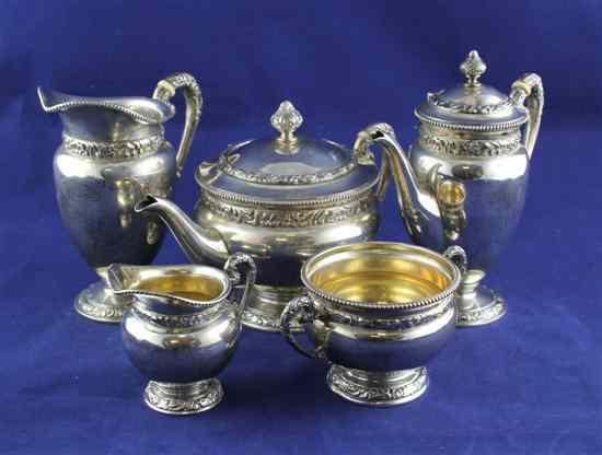 Appraisal: An early th century Austro-Hungarian standard silver five piece tea