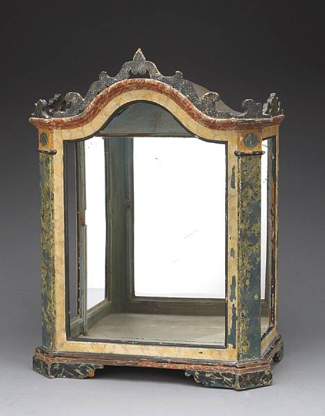 Appraisal: An Italian Neoclassical polychrome wood reliquary cabinet th century Of