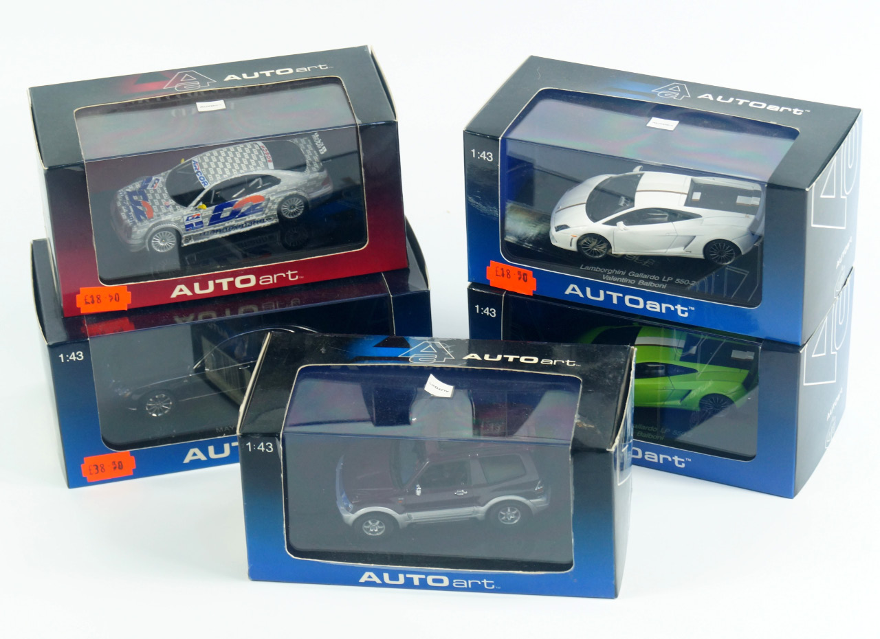 Appraisal: Autoart scale diecast including a Mercedes Benz CLK-DTM two Lamborghini