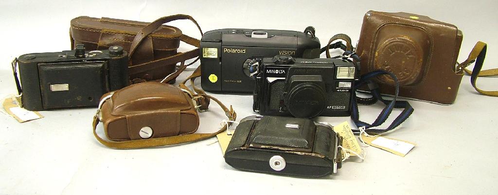 Appraisal: Eight various cameras an Ensign Selfix Super Baldax vertical rollfilm