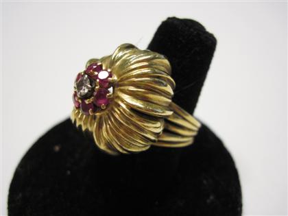 Appraisal: karat yellow gold floral ring th century