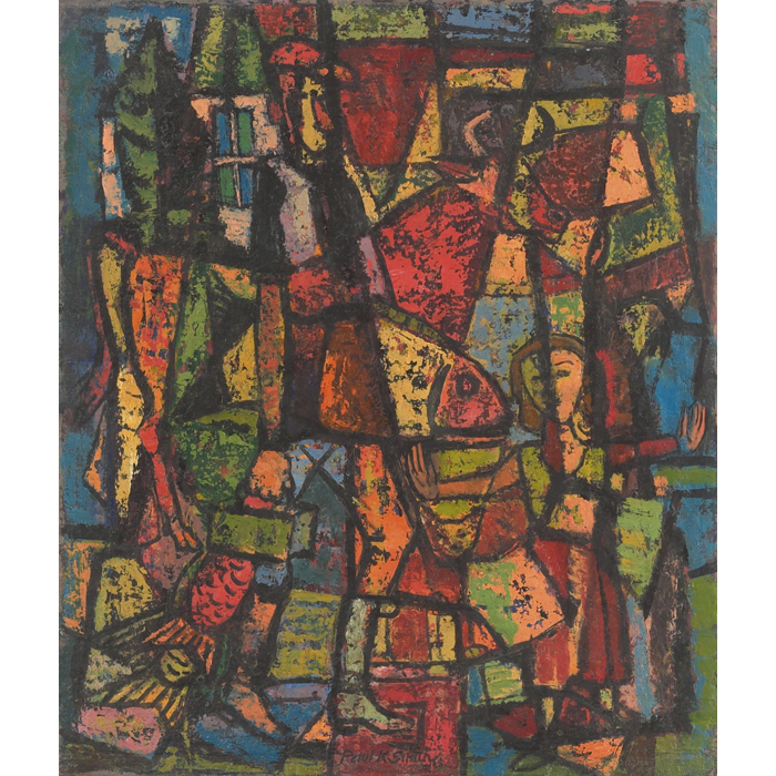 Appraisal: Paul Kauver Smith Abstract Figures and Animals c oil on