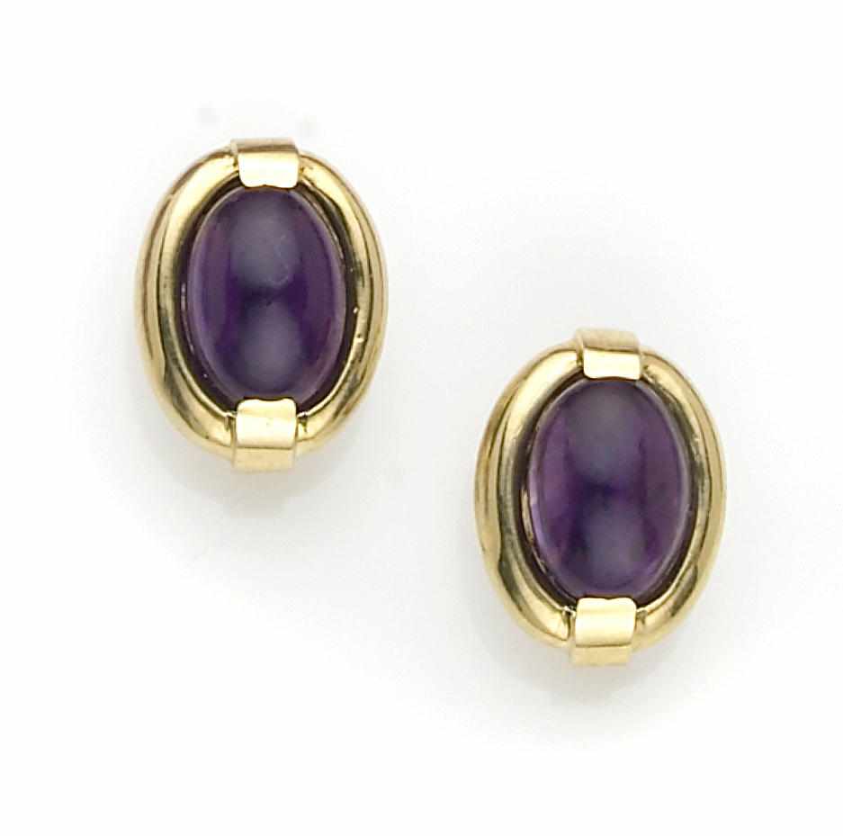 Appraisal: Property of a Virginia Private Collector Amethyst Earrings Set with