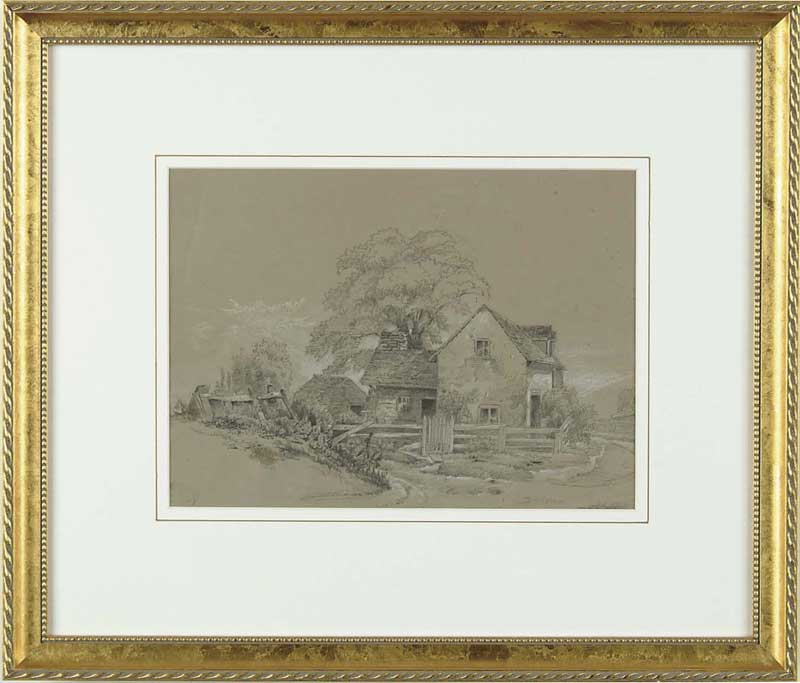 Appraisal: PETER MORAN American - NEW ENGLAND COUNTRY HOME Graphite highlighted