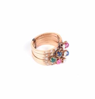 Appraisal: k Gold Multiband Diamond Stone Ring The five rose gold