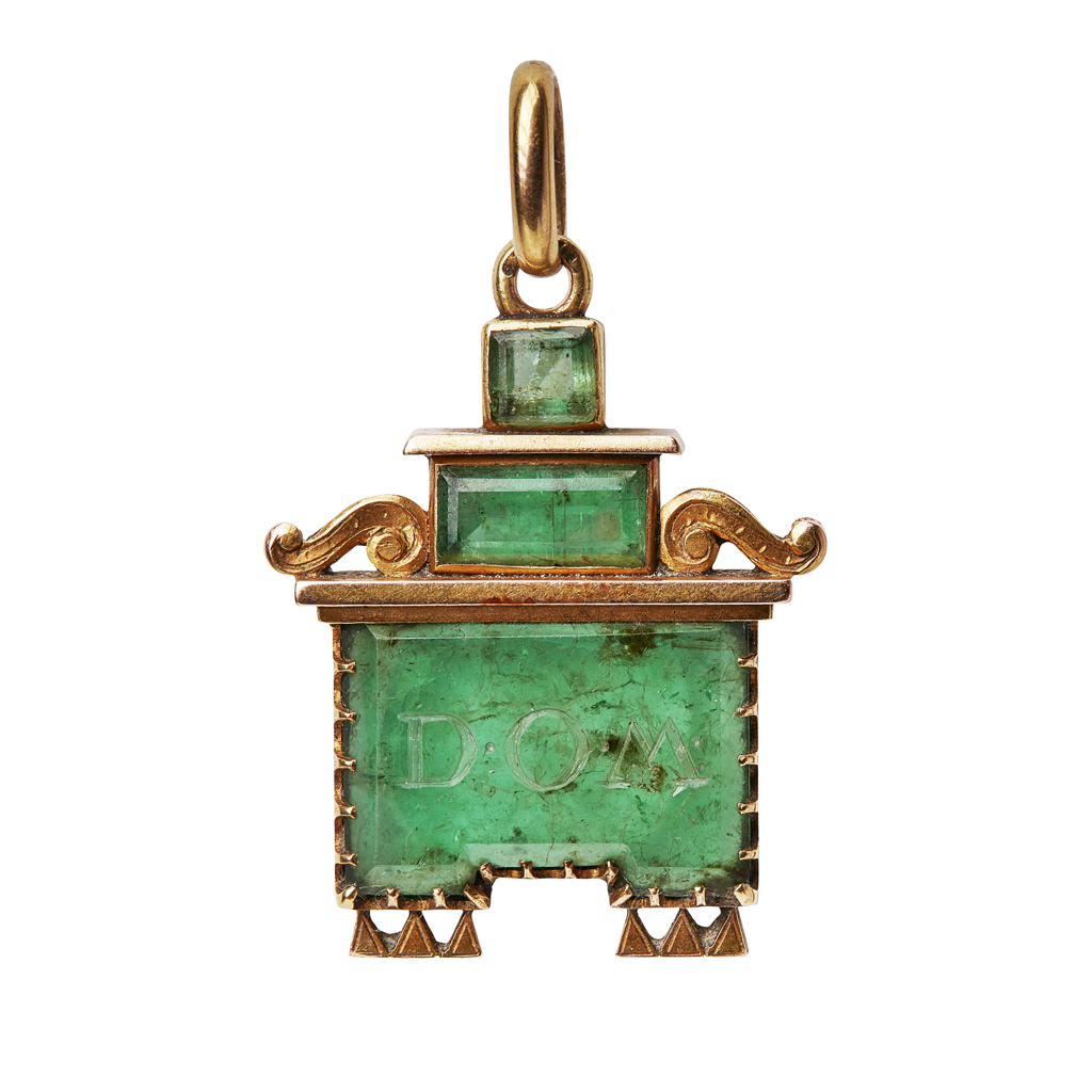 Appraisal: An early th century emerald set pendant mounted in unmarked