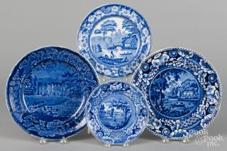 Appraisal: Four blue Staffordshire English scenery plates ''- '' dia