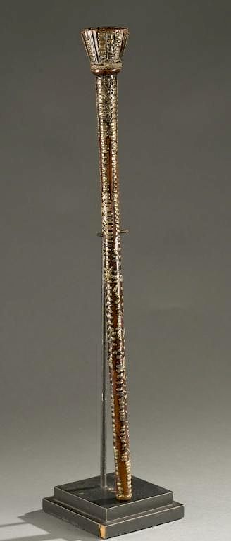 Appraisal: Staff with brass brads th th c A staff with