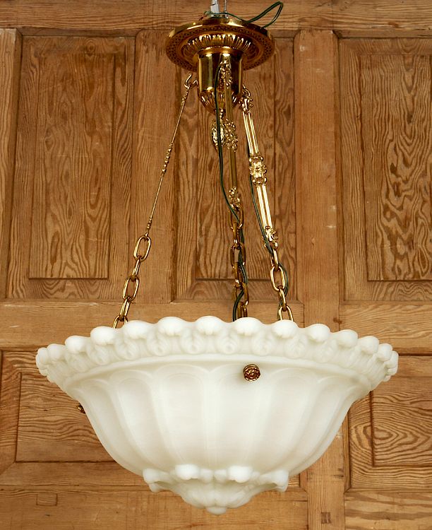 Appraisal: EMBOSSED GLASS HANGING LIGHT FIXTURE C An embossed glass hanging