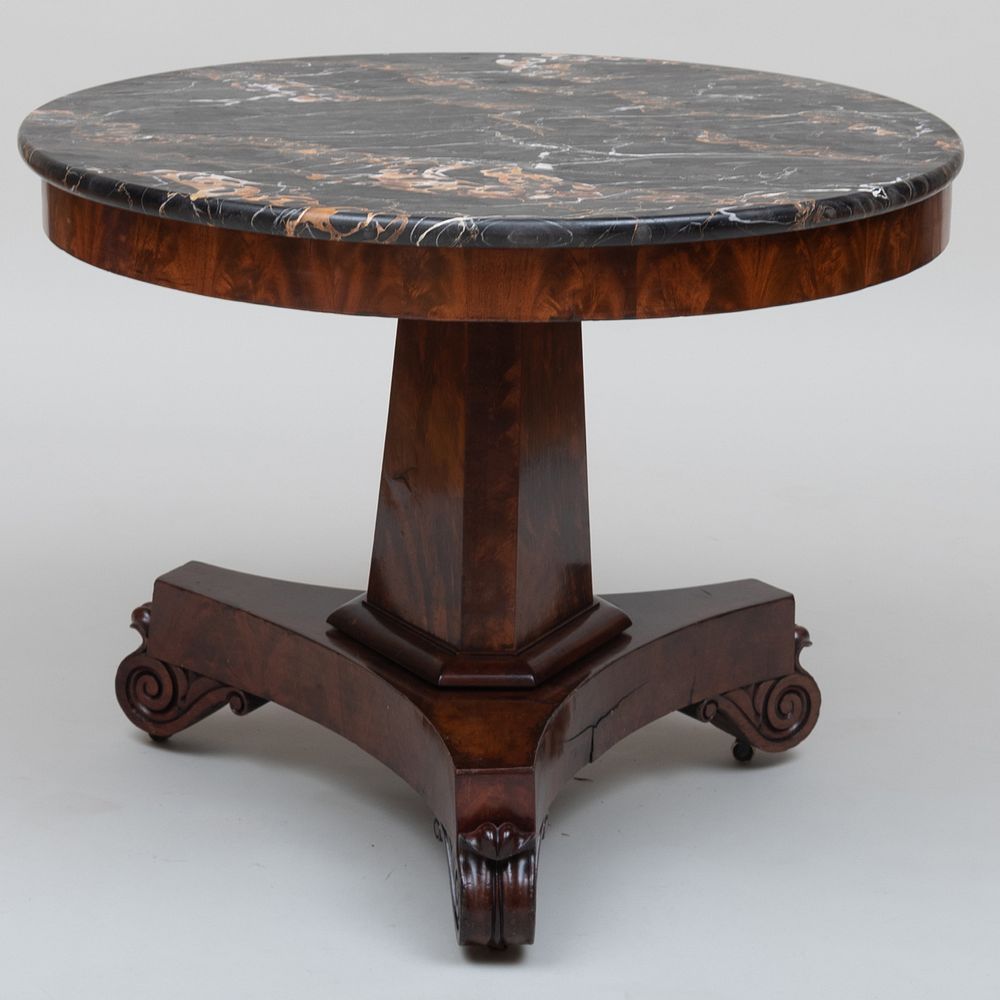 Appraisal: Late Federal Carved Mahogany Center Table Boston Fitted with a