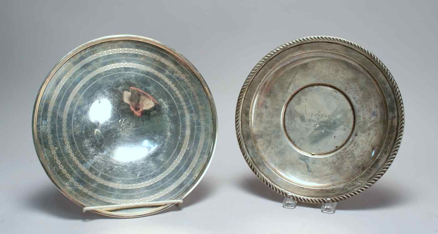 Appraisal: TWO STERLING SILVER PLATESA monogrammed footed plate diameter and a