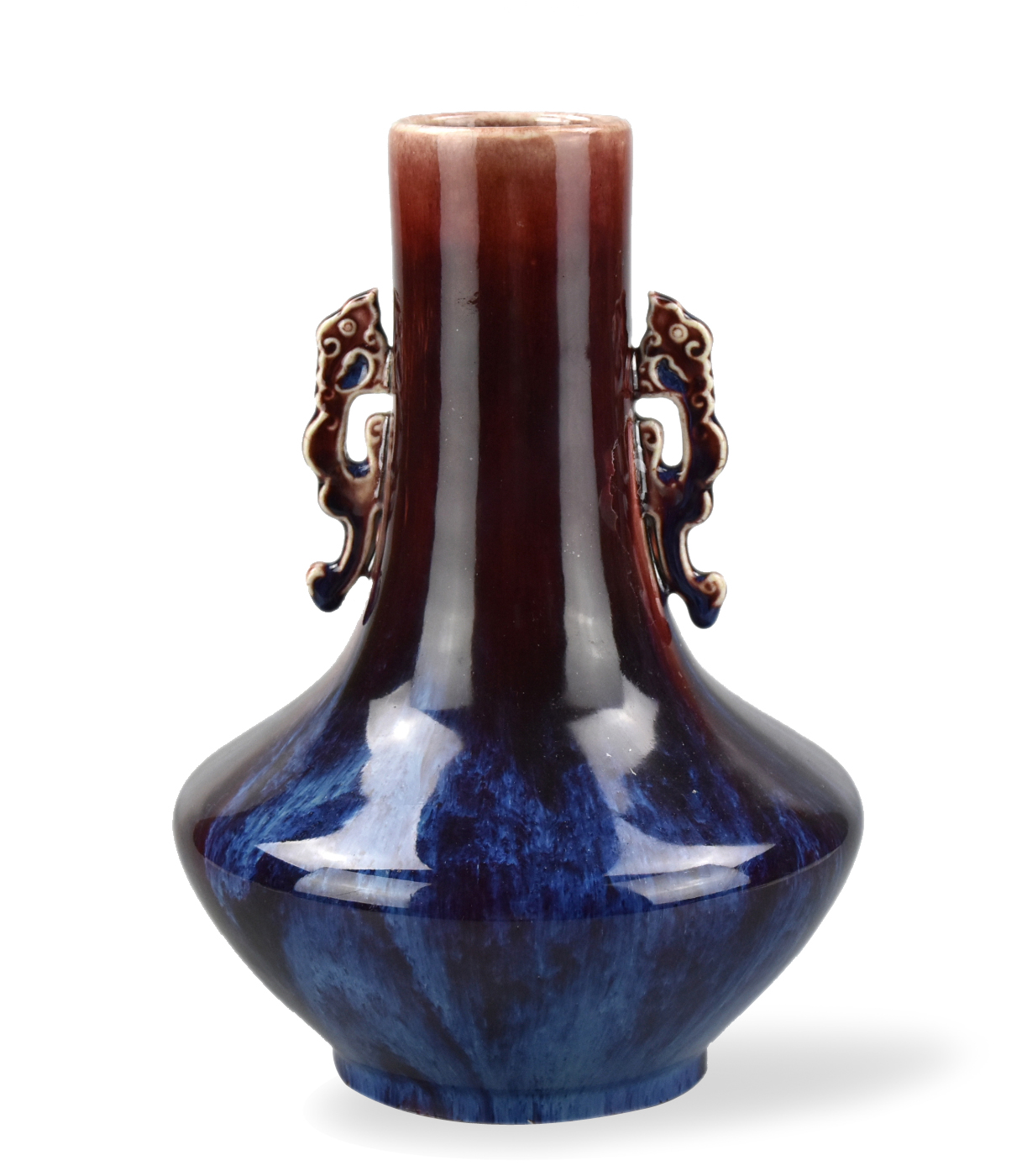 Appraisal: Chinese th C flambe vase with wide body that dramatically