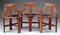 Appraisal: SET OF THREE ARTS CRAFT STYLE OAK CHAIRS Triangular form