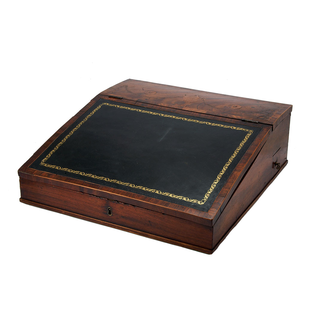 Appraisal: George III Style Rosewood Banded Marquetry Inlaid Mahogany Lap Desk