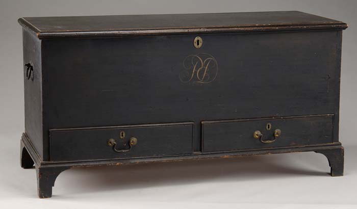 Appraisal: FINE TWO DRAWER PENNSYLVANIA PAINTED BLANKET CHEST Dark green paint