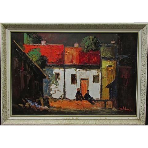 Appraisal: HELEN DE SILAGHI CANADIAN - VILLAGE AT NIGHT OIL ON