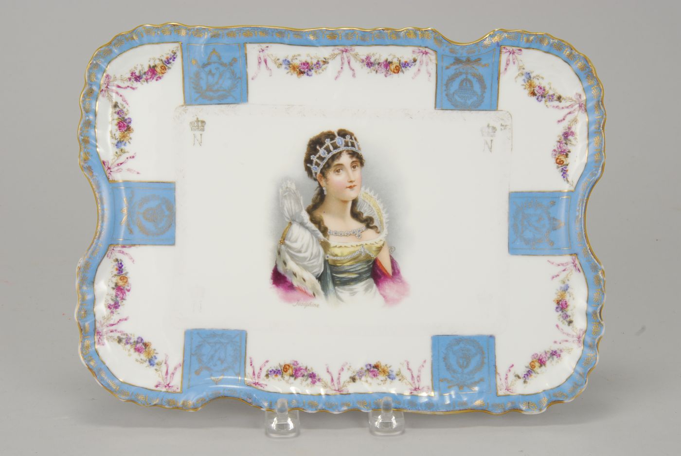 Appraisal: CAPO DI MONTE PORCELAIN TRAY with decoration of Josephine and