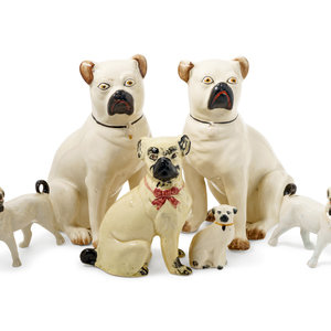 Appraisal: A Group of Glazed Ceramic Pug Figures items total Height