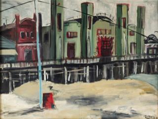 Appraisal: THERESA BERNSTEIN AMERICAN - Coney Island Brooklyn oil on canvas