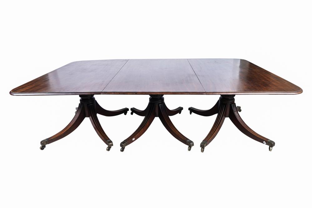 Appraisal: GEORGIAN STYLE MAHOGANY TRIPLE PEDESTAL TABLEwith removable central section inches