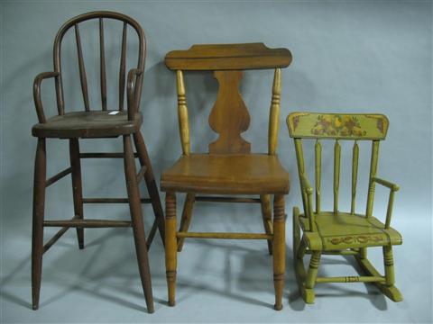 Appraisal: TWO AMERICAN CHILDREN'S WINDSOR CHAIRS The first a stained pine