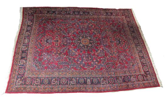 Appraisal: ORIENTAL RUG Ca Roomsize Meshed Red ground blue border '