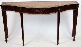 Appraisal: Maitland Smith mahogany console with leather top h x w