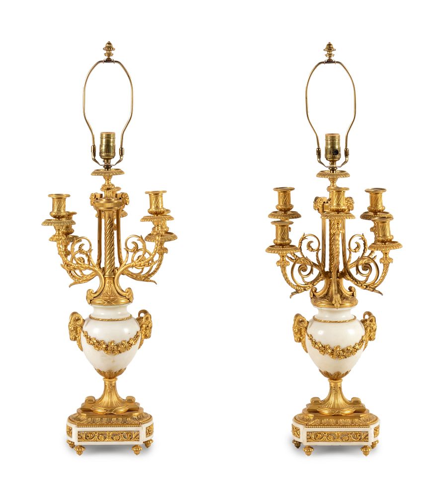 Appraisal: A Pair of Louis XVI Style Gilt Bronze and White