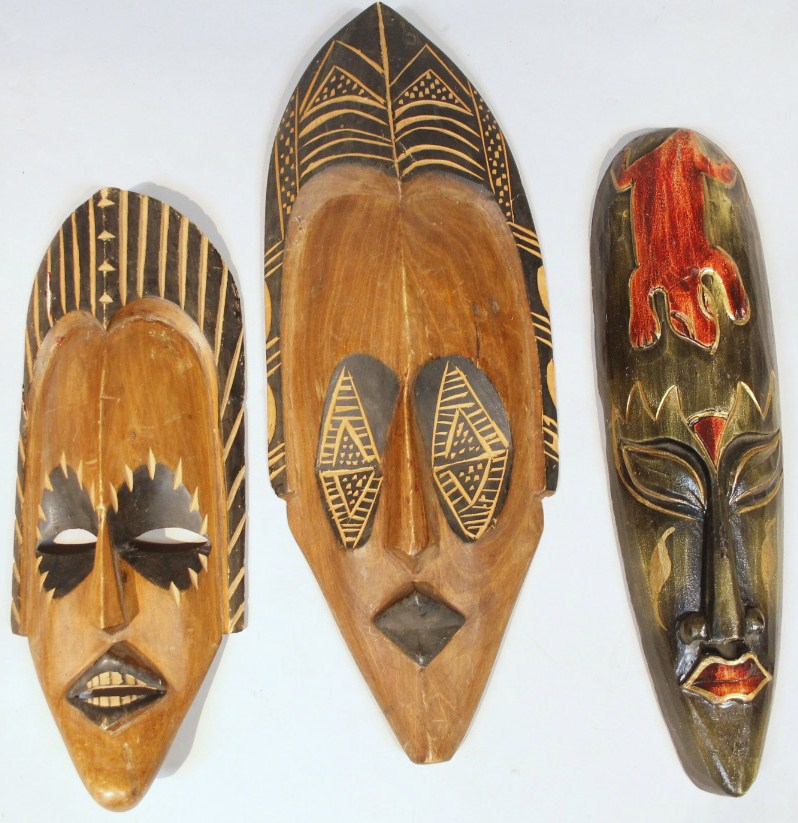 Appraisal: Various thC African tribal masks to include one painted green