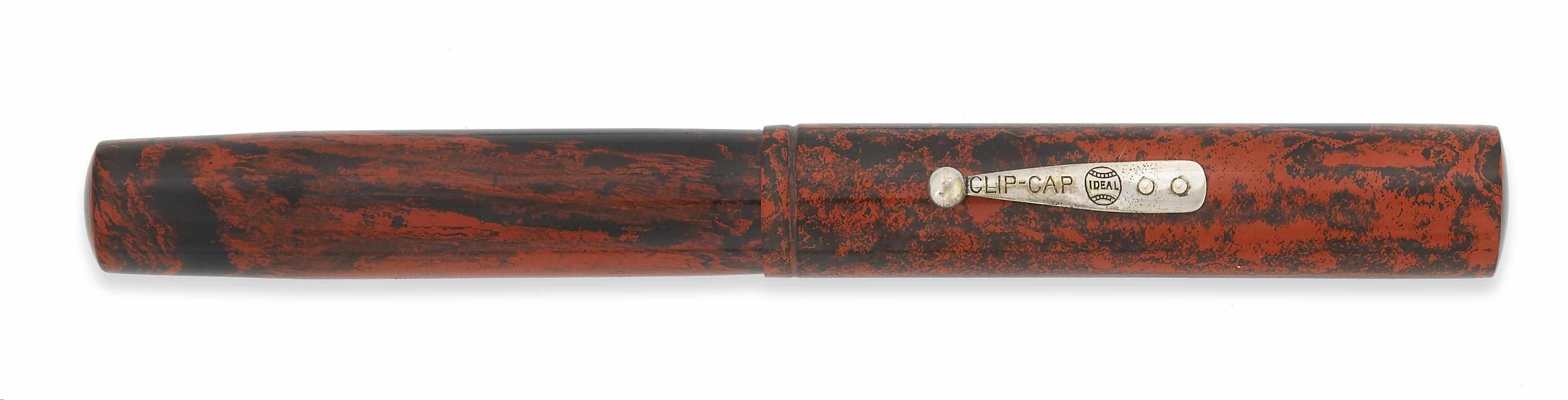 Appraisal: WATERMAN'S Fountain Pen ca Waterman's number red mottled hard rubber