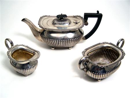 Appraisal: A matched three piece tea service Walker Hall Sheffield and