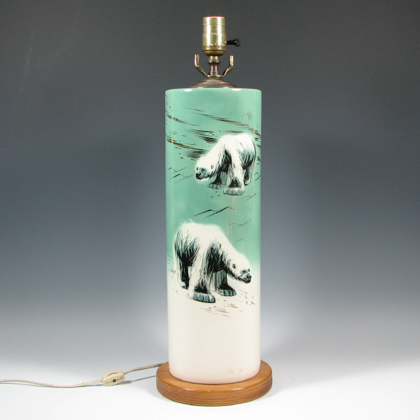 Appraisal: Tall Matthew Adams lamp with polar bears and gold trim