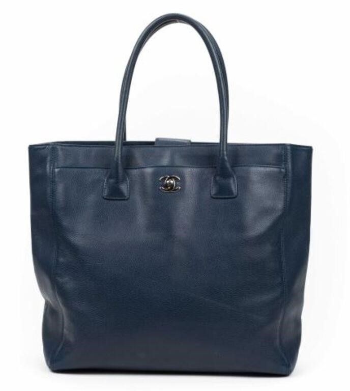 Appraisal: Chanel Shopper tote bag in blue leather with silver-tone hardware