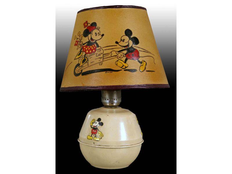 Appraisal: Disney Mickey Mouse Minnie Lamp Shade with Description Metal Base