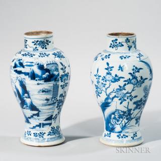 Appraisal: Two Blue and White Meiping Vases Two Blue and White