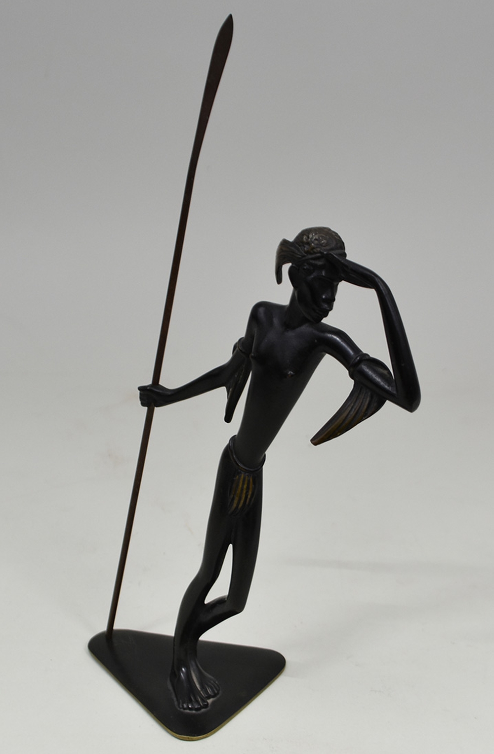 Appraisal: HAGENAUER RICHARD ROHAC PATINATED BRONZE AFRICAN WARRIORAustria circa The standing