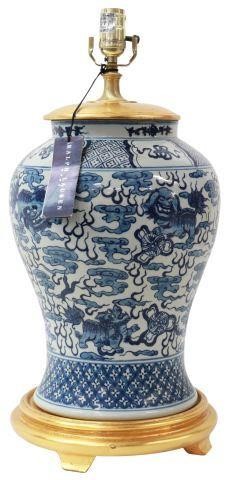 Appraisal: Chinoiserie single-light table lamp Ralph Lauren Home st c blue