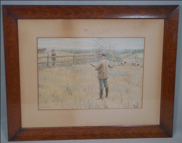 Appraisal: After AB Frost colored lithograph Hunter and Farmer in Field