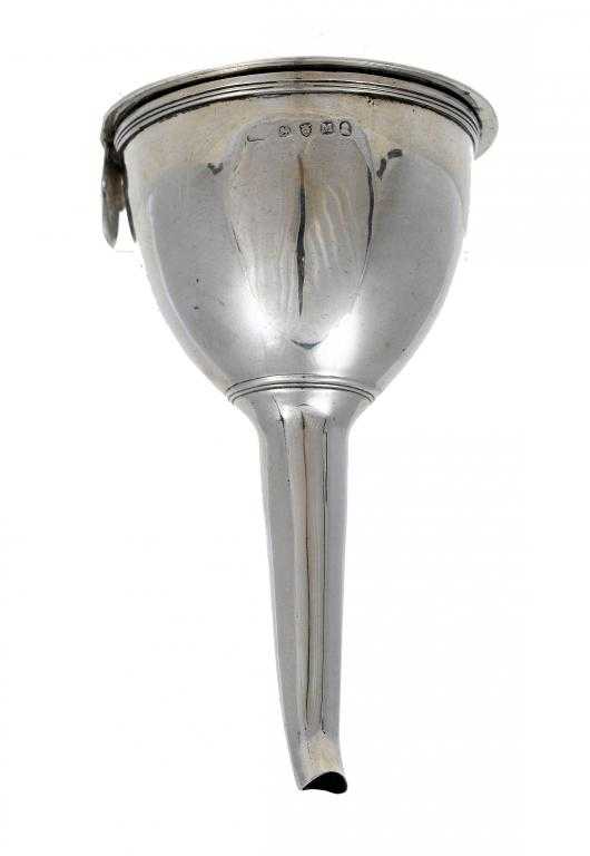 Appraisal: A GEORGE III WINE FUNNEL with reeded rims cm h