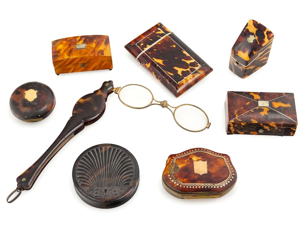 Appraisal: Eight Tortoise Shell Articles TH CENTURY Eight Tortoise Shell Articles