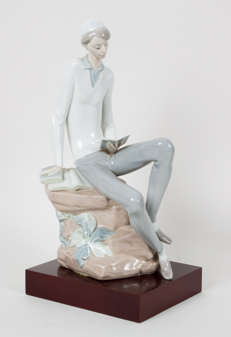 Appraisal: Lladro porcelain Talmudical with wood plinth in H Condition No