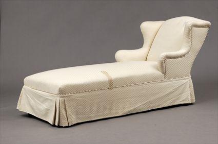 Appraisal: Upholstered Wing-Back Chaise Longue x x in