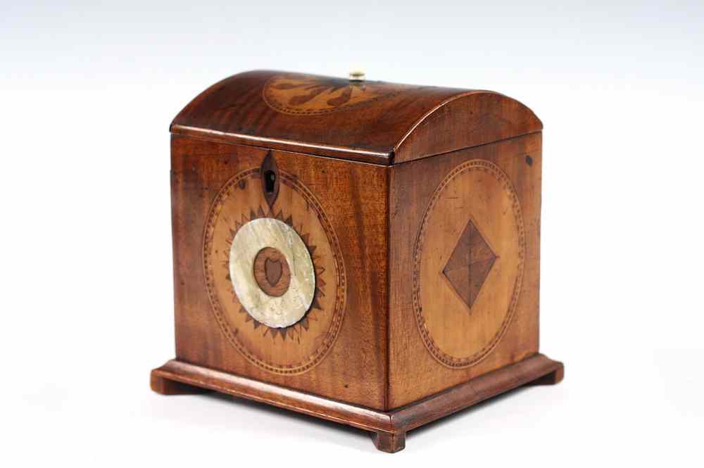 Appraisal: ENGLISH TEA CADDY - th c Inlaid English Tea Caddy