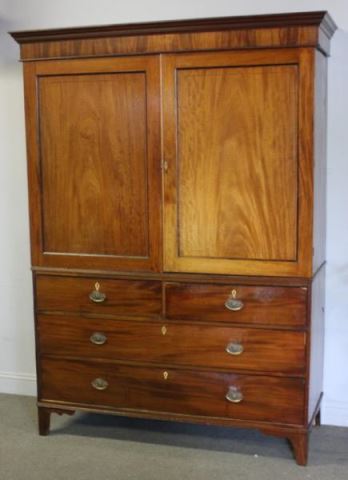 Appraisal: Antique Mahogany Blanket Chest Nice early cabinet with ivory escutcheons