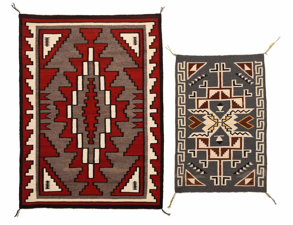 Appraisal: Two Navajo Weavings th century Ganado style with red white