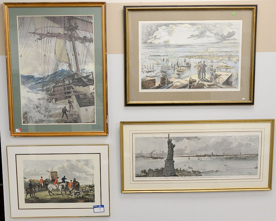 Appraisal: Group of four large prints and engravings to include The