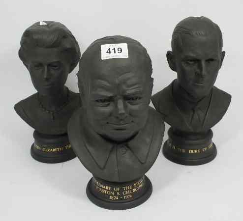 Appraisal: Royal Doulton Black Basalt Busts HM Queen Elizabeth the second